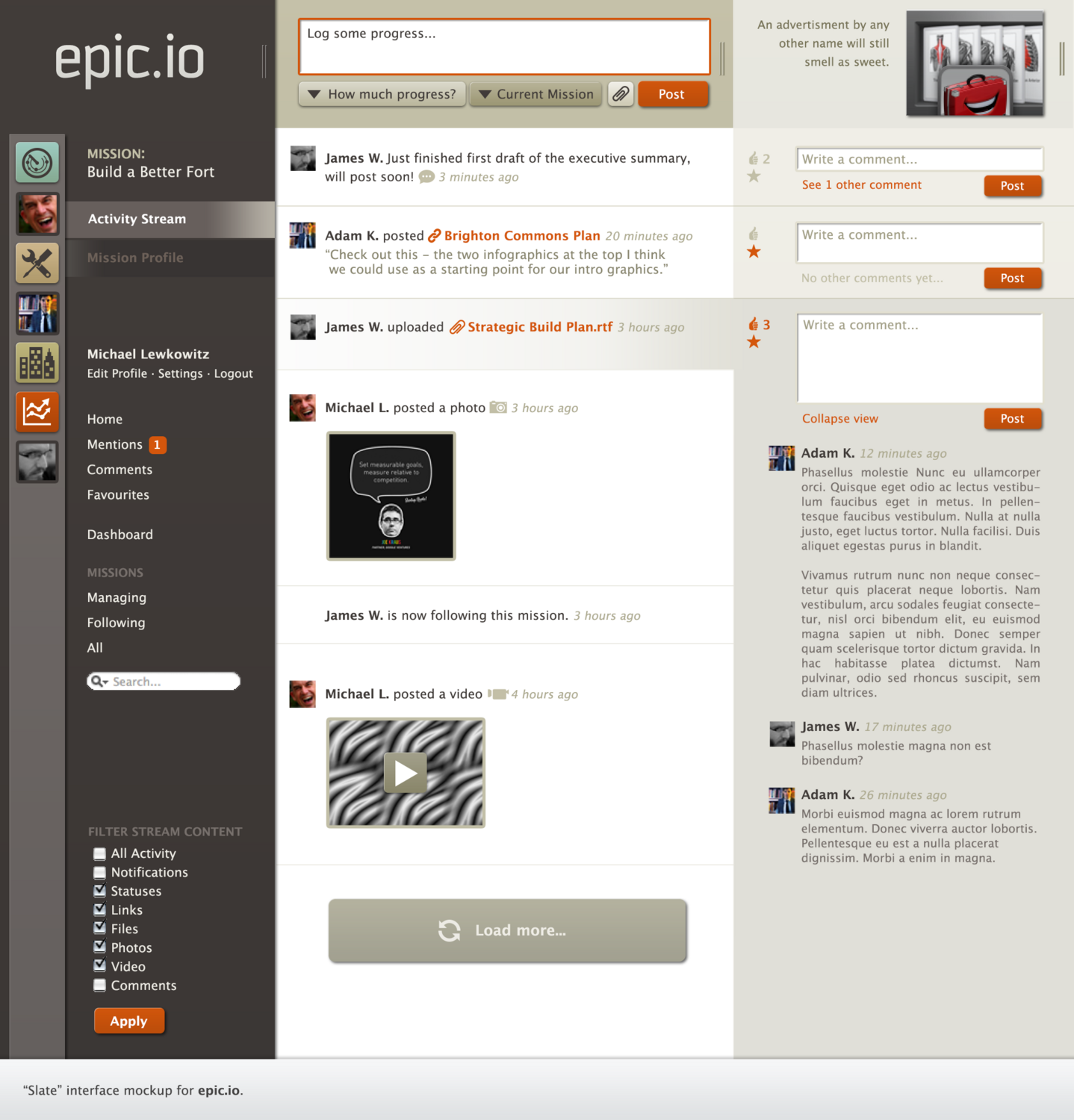 Epic.io expanded activity view