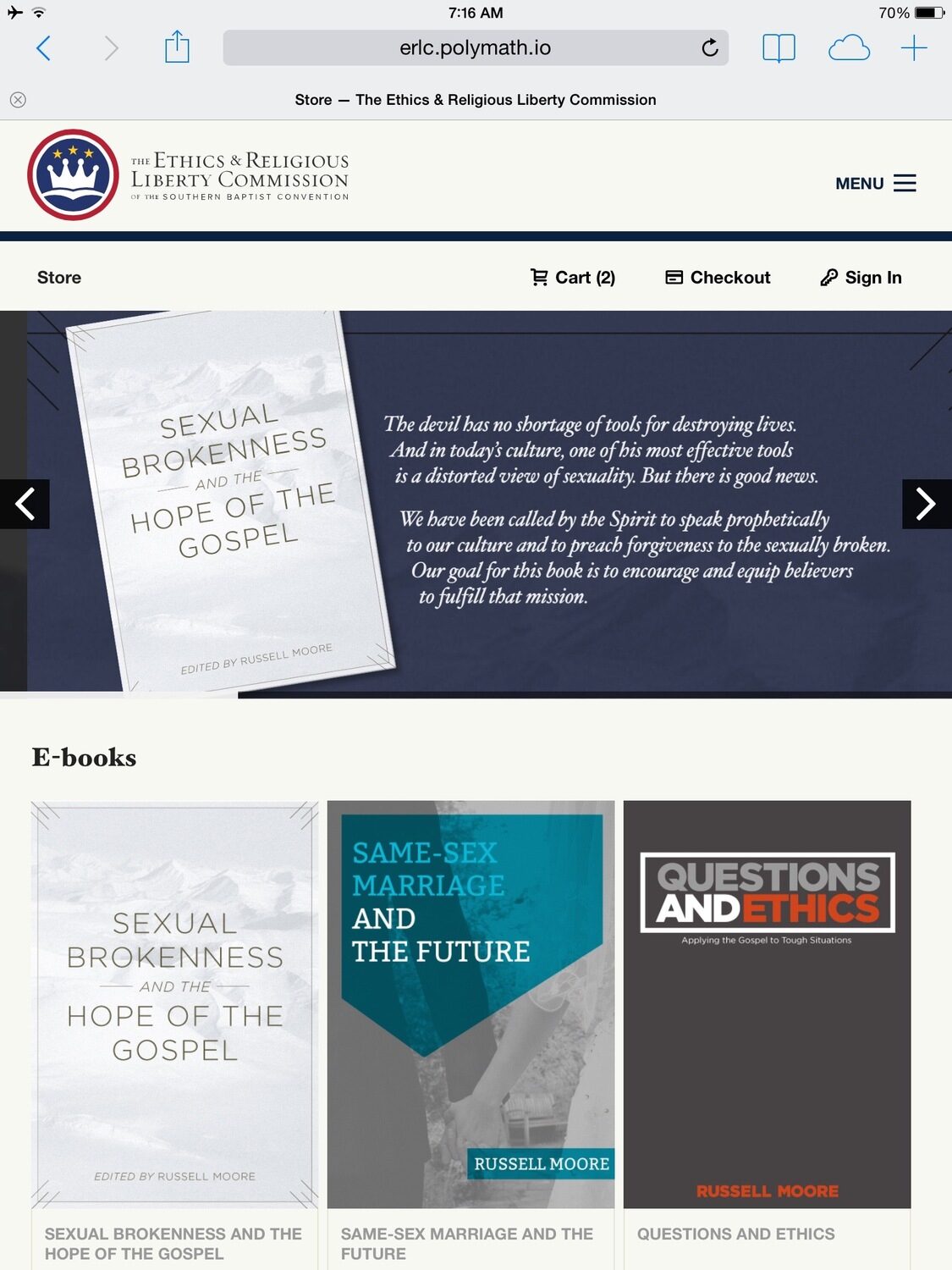 ERLC storefront on tablet