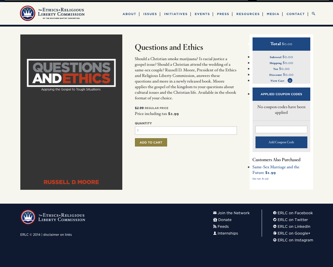 ERLC storefront on mobile