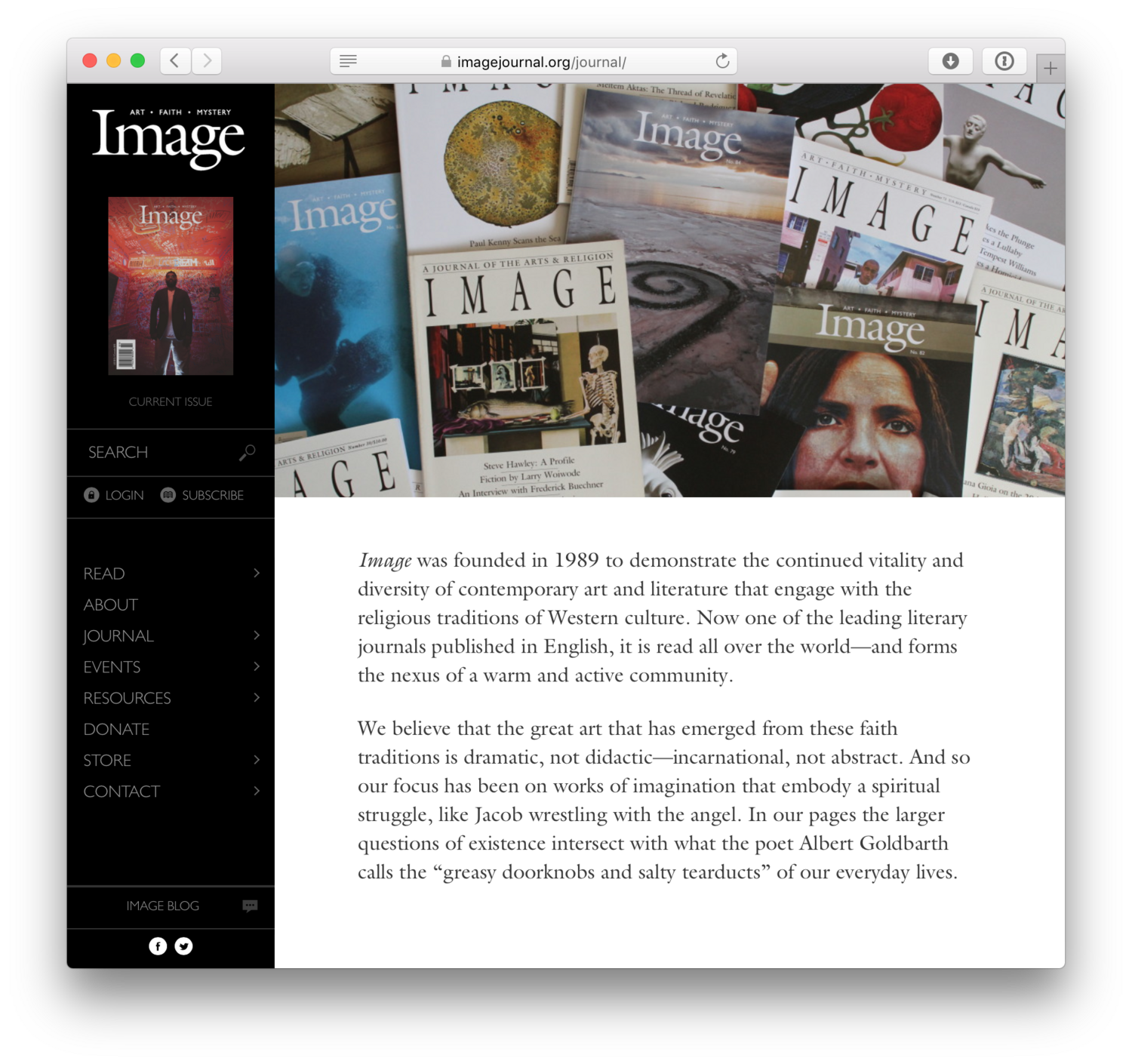 Image Journal homepage built in WordPress