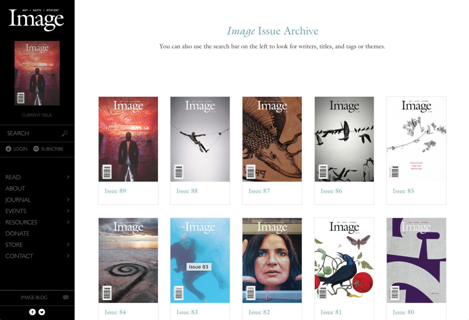 Image Journal issue archive