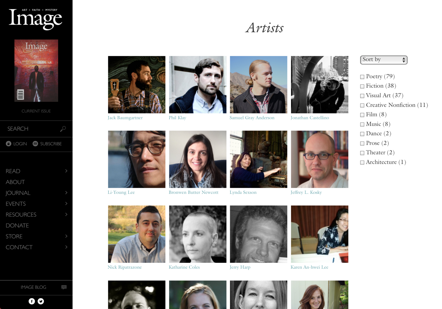 Image Journal artists directory